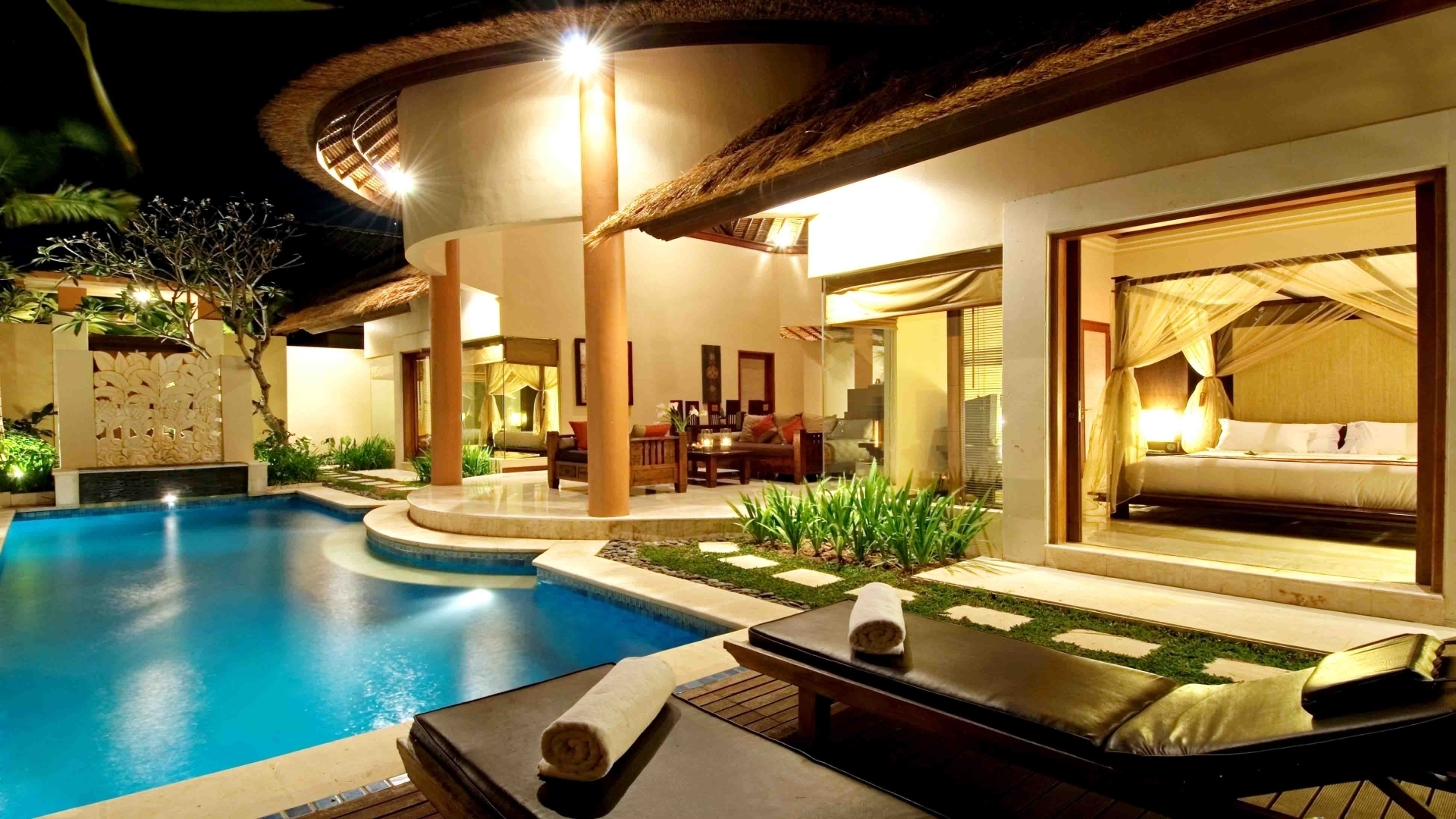 swimming-pool-evening-villa-water-house-sofas-beds-night-table-lounge-chairs-1086513